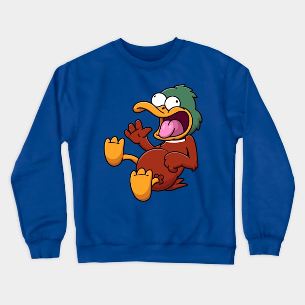 Crazy Laughing Duck Crewneck Sweatshirt by TheMaskedTooner